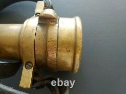 Antique Vintage Fire Fighting Large Brass Hose Nozzle With Leather Handles EMCO