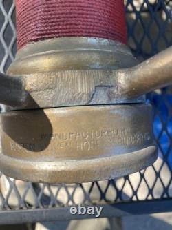 Antique Vintage Fire Hose Nozzle Solid Brass Boston Woven Hose & Rubber Co. 30