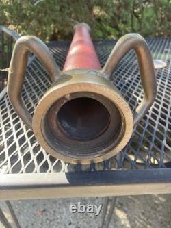 Antique Vintage Fire Hose Nozzle Solid Brass Boston Woven Hose & Rubber Co. 30