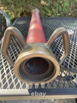 Antique Vintage Fire Hose Nozzle Solid Brass Boston Woven Hose & Rubber Co. 30