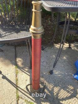 Antique Vintage Fire Hose Nozzle Solid Brass Boston Woven Hose & Rubber Co. 30