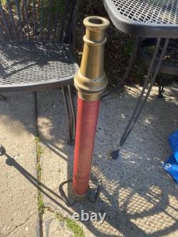 Antique Vintage Fire Hose Nozzle Solid Brass Boston Woven Hose & Rubber Co. 30