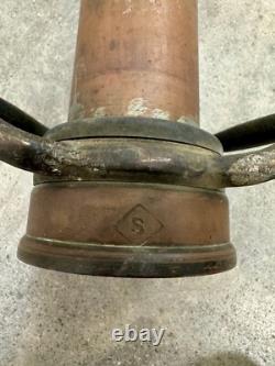 Antique Vintage Fire Hose Nozzle Solid Brass HB Sherman MFG Co Smooth Bore