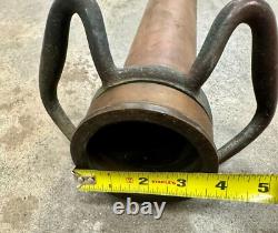 Antique Vintage Fire Hose Nozzle Solid Brass HB Sherman MFG Co Smooth Bore