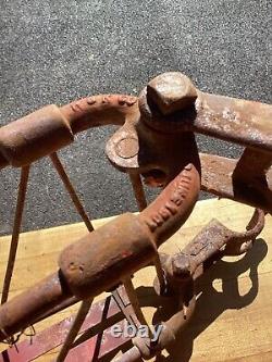 Antique WALL MOUNT FIRE HOSE REEL Victorian marked & dated fire truck side VTG