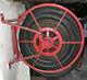Antique W&k Wirt & Knox Fire Hose Reel, Hose, And Nozzle