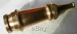 Antique brass fire hose nozzle solid heavy paperweight 10.5 tall 2.5 opening