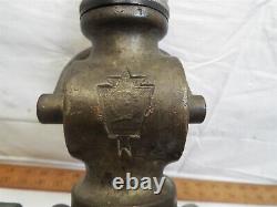 Brass 17 Elkhart Fire Fighting Hose Fabric Fire Hose Co NY Nozzle Firefighter