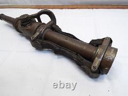 Brass Akron Fire Fighting Hose Nozzle Valve Tip Firefighter Fireman Leather