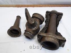 Brass Akron Fire Fighting Hose Nozzle Valve Tip Firefighter Fireman Leather