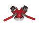 Brass Fire Hose Ball Valve Wye 2-1/2 X 1-1/2 Color Red, Size 2.5 X 1 1/2