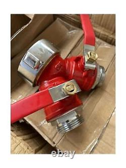 Brass Fire Hose Ball Valve Wye 2-1/2 x 1-1/2 Color Red, size 2.5 x 1 1/2