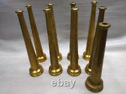 Brass Fire Hose Nozzle 2 x 12 Iron Pipe Thread Lot of 8 plus 1 piece 11