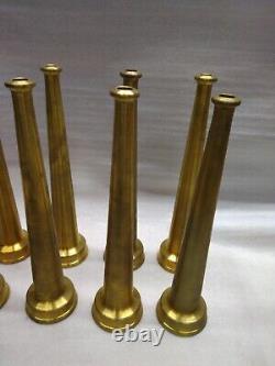 Brass Fire Hose Nozzle 2 x 12 Iron Pipe Thread Lot of 8 plus 1 piece 11