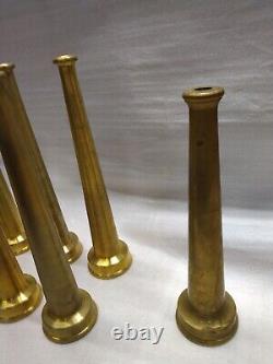 Brass Fire Hose Nozzle 2 x 12 Iron Pipe Thread Lot of 8 plus 1 piece 11