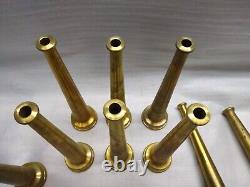Brass Fire Hose Nozzle 2 x 12 Iron Pipe Thread Lot of 8 plus 1 piece 11