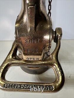 Brass Fire Hose Nozzle Fog Nozzle Company 2 1/2 USN Anchor Military Waterfog VTG