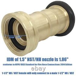 Brass Fire Hose Nozzle with 7 Spray Patterns for Watering, Cleaning, and Firefig
