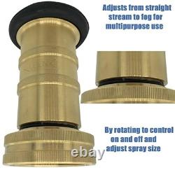 Brass Fire Hose Nozzle with 7 Spray Patterns for Watering, Cleaning, and Firefig