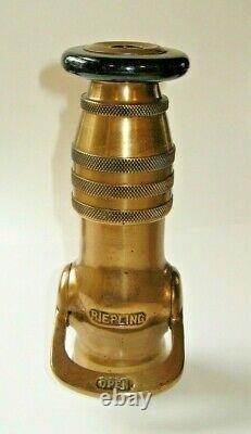 Brass Fire Nozzle MFGD. By George E Sleeper Co. Oakland CA, Riepling, 8-1/4 L