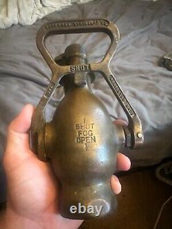 Brass fire nozzle, antique fire nozzle, made in USA, still works