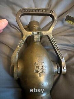 Brass fire nozzle, antique fire nozzle, made in USA, still works