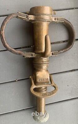 Colt Double Leather Handle 2 1/2 Playpipe Fire Nozzle Brass Pre Owned
