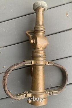 Colt Double Leather Handle 2 1/2 Playpipe Fire Nozzle Brass Pre Owned
