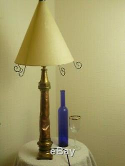 Copper and Brass Fire Hose Nozzle Lamp with Vintage Shade