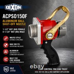 Dixon ACPSO150F 1-1/2 NST NH Ball Shut Off Nozzle Aluminum 200 PSI Fire Hose