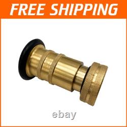 Durable Brass Fire Hose Nozzle with Adjustable Spray for 1.5 NPT Connections