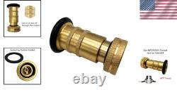 Durable Brass Fire Hose Nozzle with Adjustable Spray for 1.5 NPT Connections