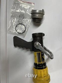 ELKHART BRASS Fire Hose Nozzle, 1-1/2 In, Yellow, SM-20FGLP