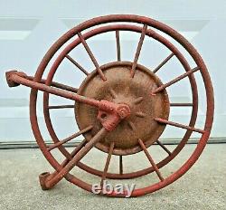 Early 1900's Antique Wirt & Knox Fire Hose Reel W&K Co Embossed Red Industrial