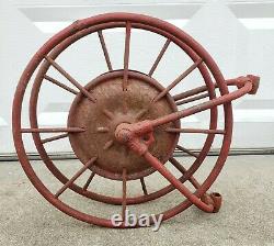 Early 1900's Antique Wirt & Knox Fire Hose Reel W&K Co Embossed Red Industrial