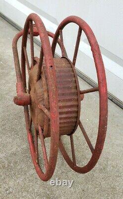 Early 1900's Antique Wirt & Knox Fire Hose Reel W&K Co Embossed Red Industrial