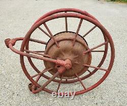 Early 1900's Antique Wirt & Knox Fire Hose Reel W&K Co Embossed Red Industrial