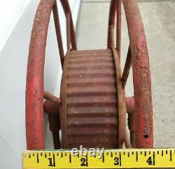 Early 1900's Antique Wirt & Knox Fire Hose Reel W&K Co Embossed Red Industrial