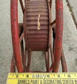 Early 1900's Antique Wirt & Knox Fire Hose Reel W&K Co Embossed Red Industrial