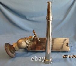 Early 1900's Nickel-Plated Fire Hose Nozzle withhose rack/standpipe/valve good con