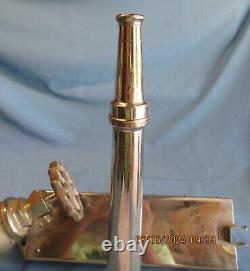 Early 1900's Nickel-Plated Fire Hose Nozzle withhose rack/standpipe/valve good con