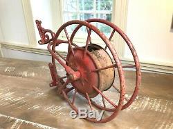 Early Antique Wirth & Knox Co. Fire Hose Reel Red