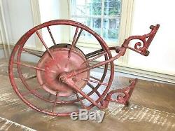 Early Antique Wirth & Knox Co. Fire Hose Reel Red