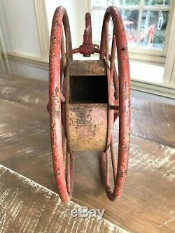 Early Antique Wirth & Knox Co. Fire Hose Reel Red