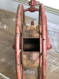 Early Antique Wirth & Knox Co. Fire Hose Reel Red