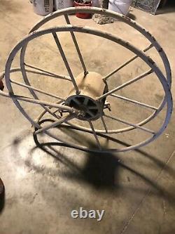 Early antique fire hose reel 9 1/2 x 38