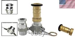 Elite 2 Inch Brass Fire Hose Nozzle Adjustable Fog/Jet, Robust ABS, 60ft Range