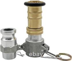 Elite 2 Inch Brass Fire Hose Nozzle Adjustable Fog/Jet, Robust ABS, 60ft Range