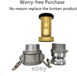 Elite 2 Inch Brass Fire Hose Nozzle Adjustable Fog/Jet, Robust ABS, 60ft Range