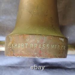 Elkhart Brass Mfg Co Vintage Brass Fire Hose Nozzle with Open/Close Markings